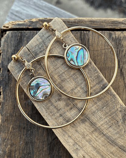 Abalone Shell & Gold Hoop Earrings