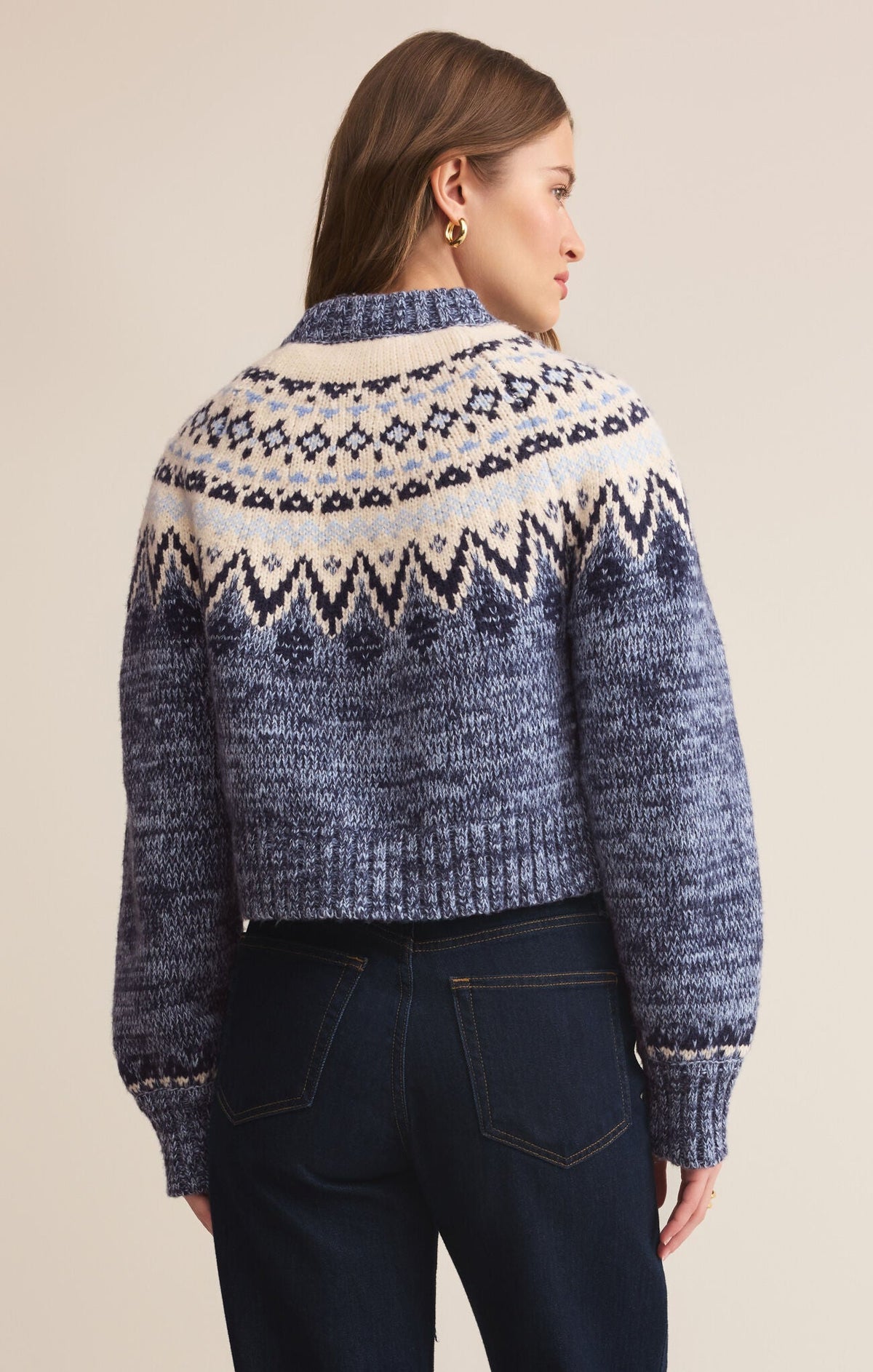 North Sea Fairisle Cardigan- Blue Velvet Heather