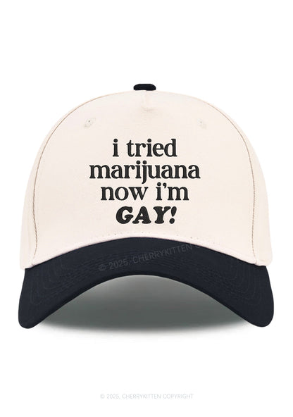 Embroidered Now Im Gay Pride Y2K Color Block Baseball Cap Cherrykitten