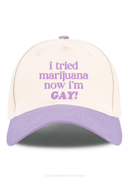 Embroidered Now Im Gay Pride Y2K Color Block Baseball Cap Cherrykitten
