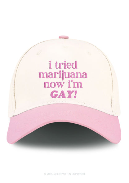 Embroidered Now Im Gay Pride Y2K Color Block Baseball Cap Cherrykitten