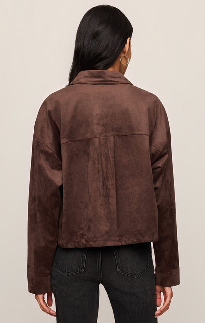 All Day Cropped Suede Jacket - Dark Chocolate