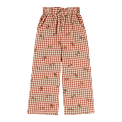 FLORAL GINGHAM PANTS - VICHY BRODERIE