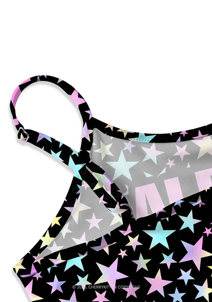 Black Alpha Male Y2K Print Slip Dress Cherrykitten