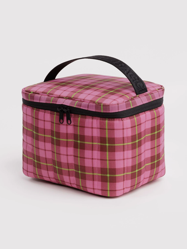 Puffy Lunch Bag: Azalea Pink Tartan
