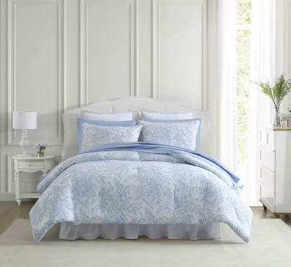 Bedford Blue Floral Comforter Set – Reversible Luxury Cotton Bedding