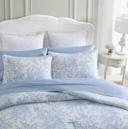 Bedford Blue Floral Comforter Set – Reversible Luxury Cotton Bedding