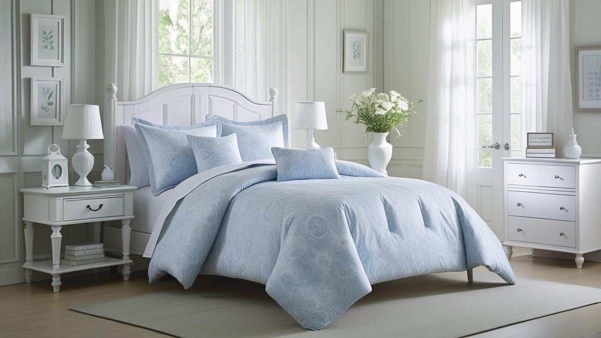 Bedford Blue Floral Comforter Set – Reversible Luxury Cotton Bedding