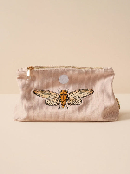Medium Corduroy Makeup Bag: Pale Pink