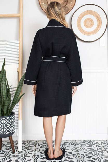 Knee-Length Waffle Robe for Women