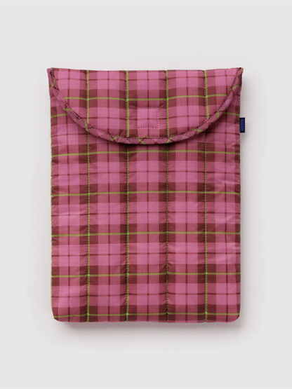 Puffy Laptop Sleeve 13"/14": Azalea Pink Tartan