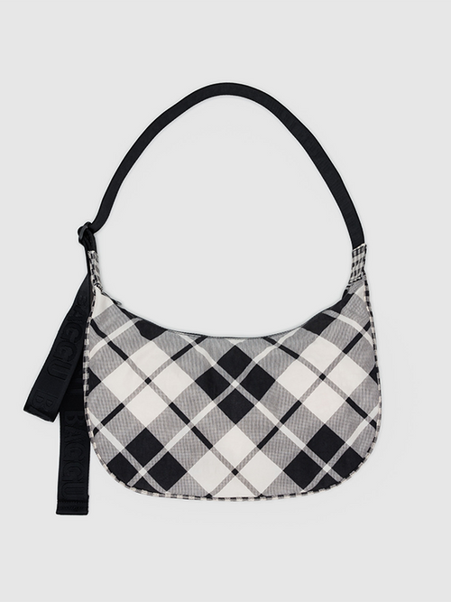 Medium Nylon Crescent Bag: Mixed Plaid