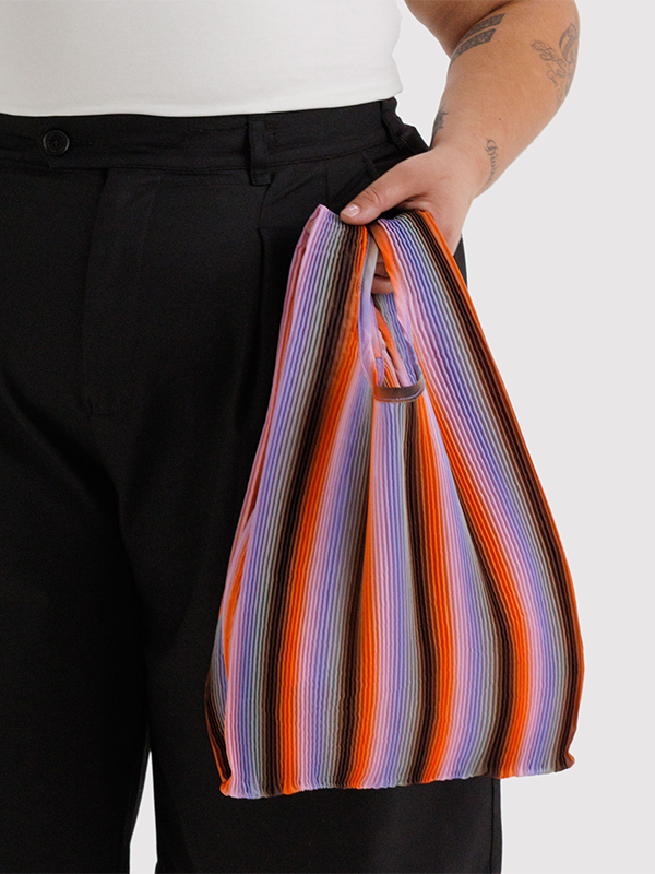 Pleated Baggu: Gradient Stripe Poppy & Lilac (FINAL SALE)