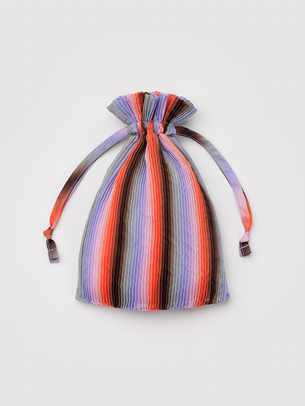 Pleated Baggu: Gradient Stripe Poppy & Lilac (FINAL SALE)