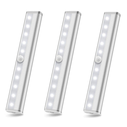 3-Pack 10 Led Motion Sensor Stick On Light Bars