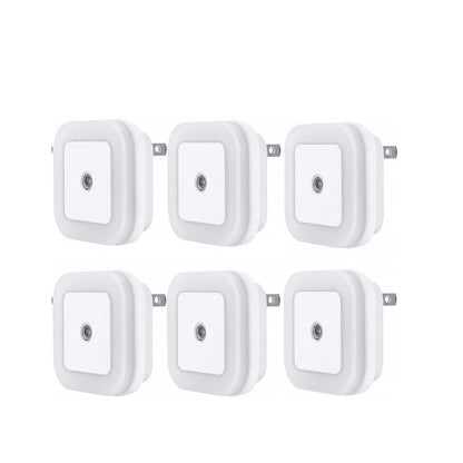 Hakol LED Night Light Lamp with Smart Sensor Dusk to Dawn Sensor, Daylight White, 0.5W Plug-in, 6-Pack