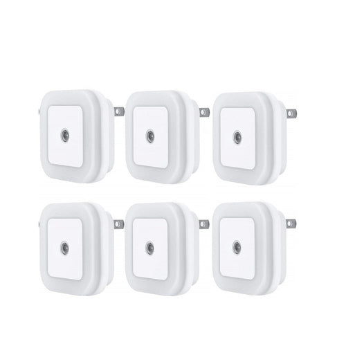 Hakol LED Night Light Lamp with Smart Sensor Dusk to Dawn Sensor, Daylight White, 0.5W Plug-in, 6-Pack