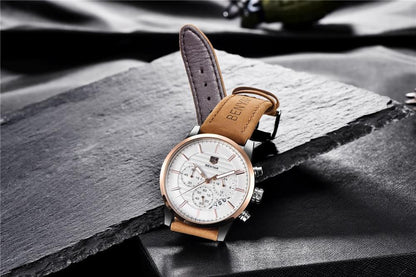Luxury Men's Business Watches Fashion Watch Waterproof For Men's Casual Sport Leather Strap