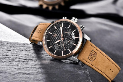 Luxury Men's Business Watches Fashion Watch Waterproof For Men's Casual Sport Leather Strap