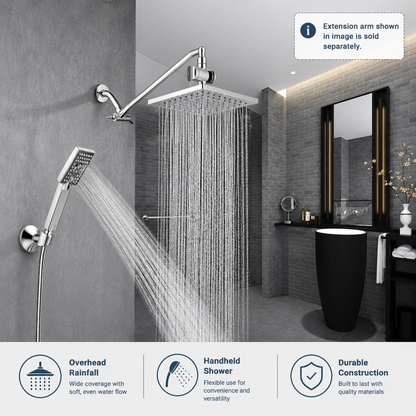 Dual Shower Head-Rain Shower Head with Handheld Shower Set, Diverter