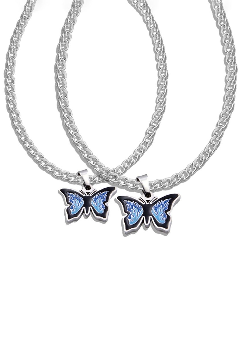 Punk Blue Butterfly Necklace