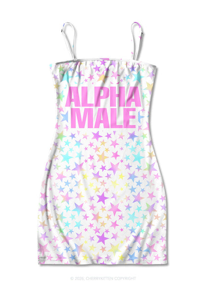 Pastel Star Alpha Male Y2K Print Slip Dress Cherrykitten