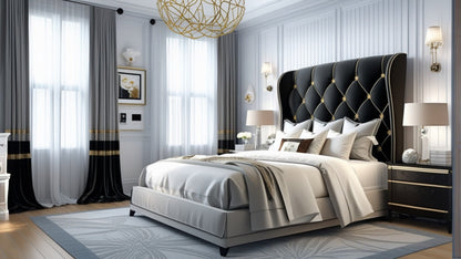 Luxury Velvet Bed Frame with Built-In USB Charging, Diamond Tufted Wingback Design