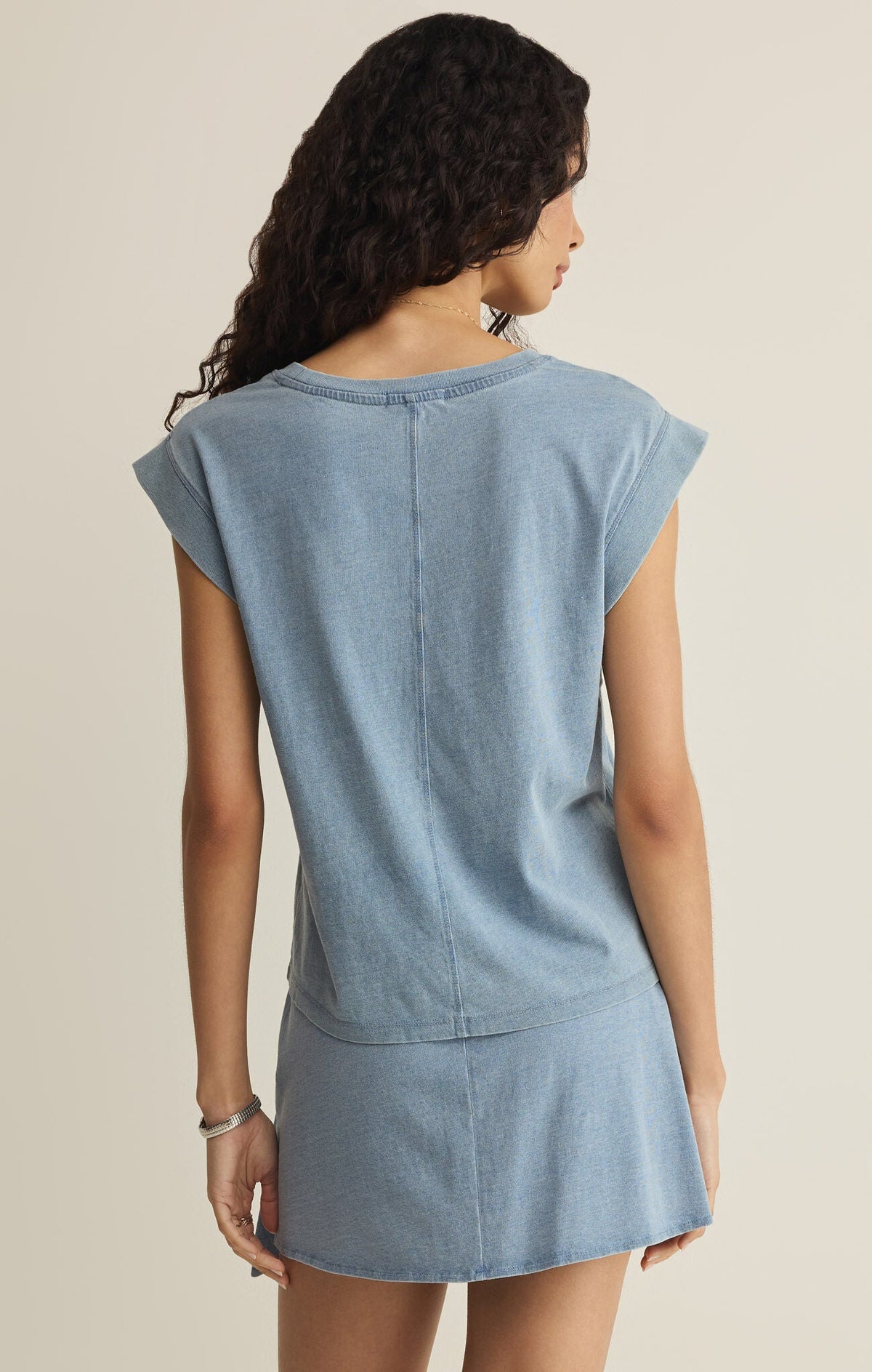 Camino Jersey Denim Top- Ocean Air Indigo