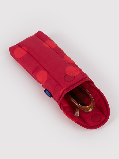Puffy Glasses Sleeve: Red Polka Dot