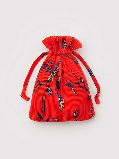Pleated Baggu: Red Snapdragon (FINAL SALE)