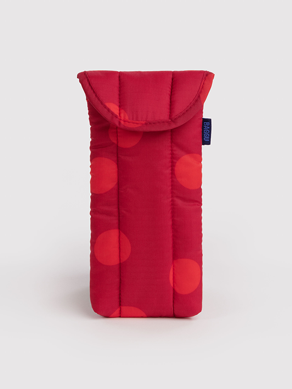 Puffy Glasses Sleeve: Red Polka Dot