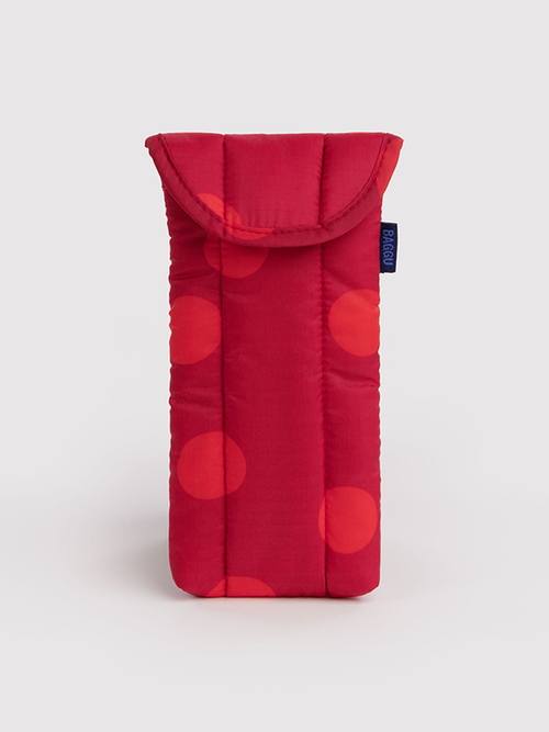 Puffy Glasses Sleeve: Red Polka Dot