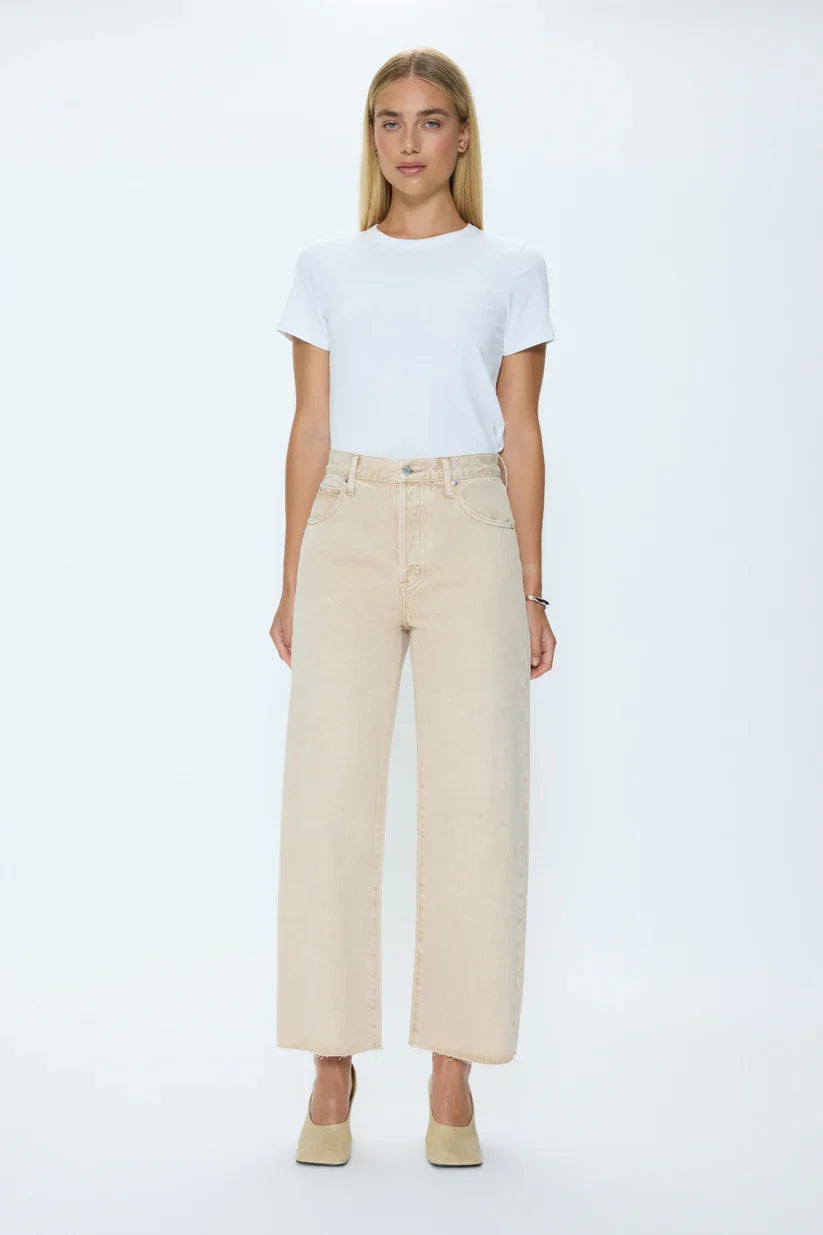 Tate Crop High Rise Bowed Wide- Dune