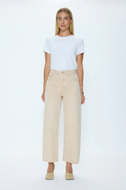 Tate Crop High Rise Bowed Wide- Dune