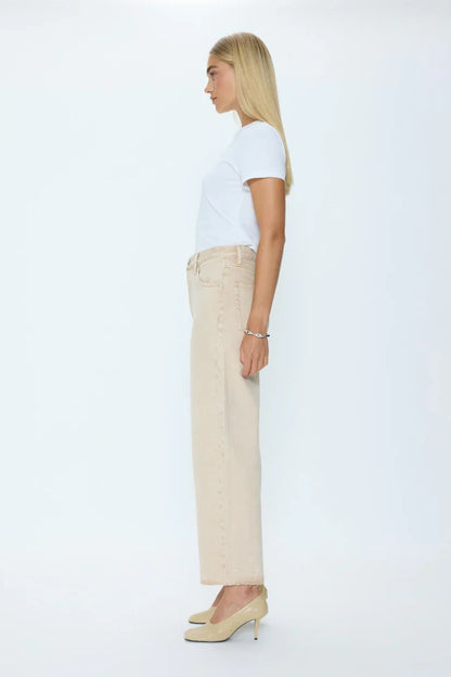 Tate Crop High Rise Bowed Wide- Dune