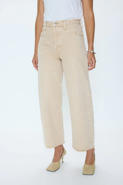 Tate Crop High Rise Bowed Wide- Dune