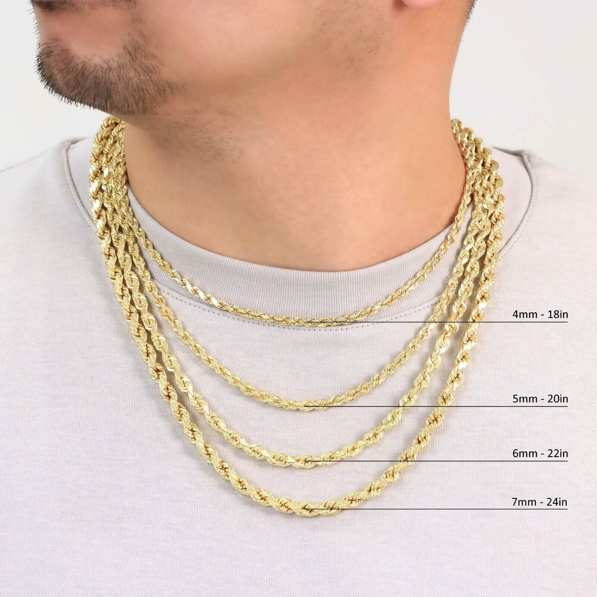 Rope Chain in Yellow Gold - 7mm