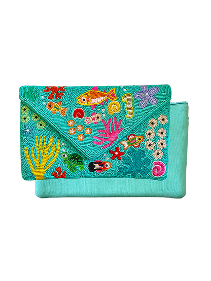 Beaded Clutch Crossbody Bag: Sea Life