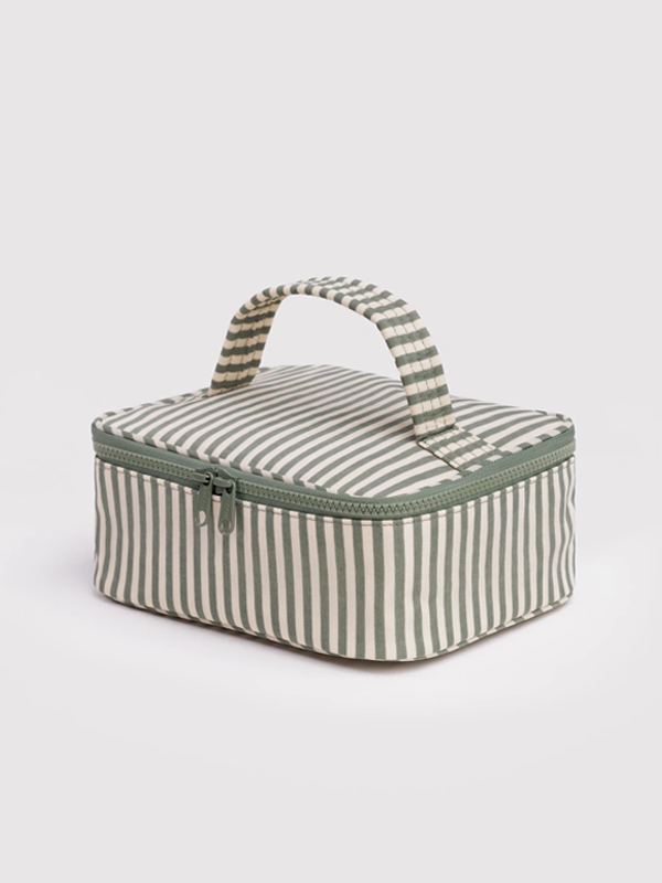 Small Cosmetic Case: Sage Stripe