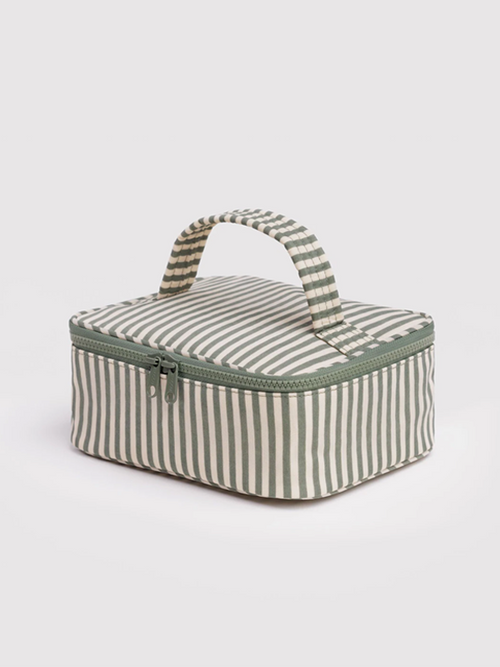 Small Cosmetic Case: Sage Stripe