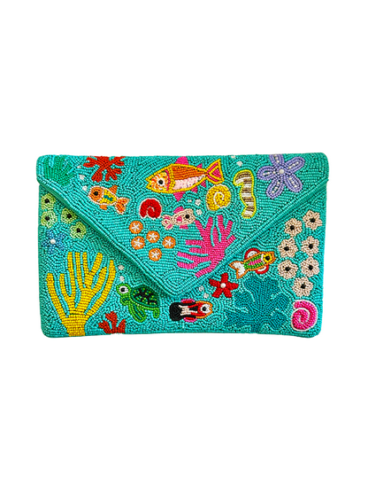 Beaded Clutch Crossbody Bag: Sea Life