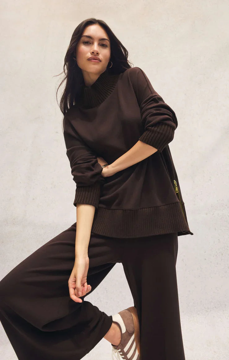 Sable Rib Sweatshirt- Chocolate Cherry