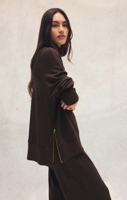 Sable Rib Sweatshirt- Chocolate Cherry