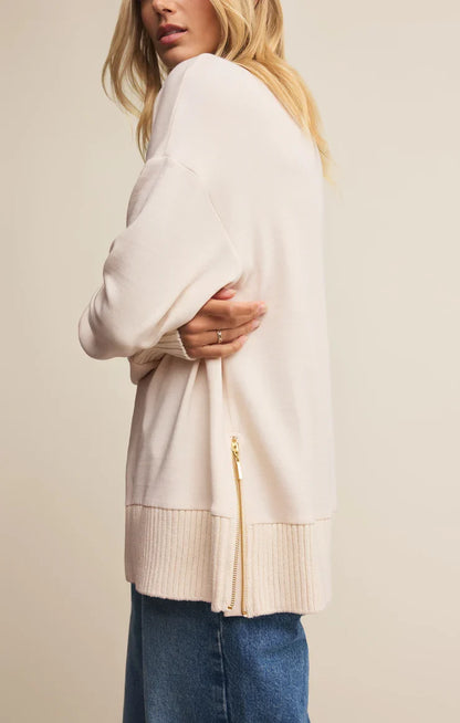 Sable Rib Sweatshirt- Warm White