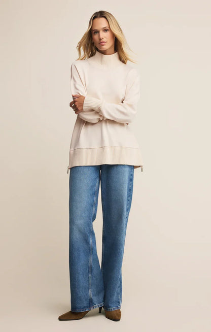 Sable Rib Sweatshirt- Warm White