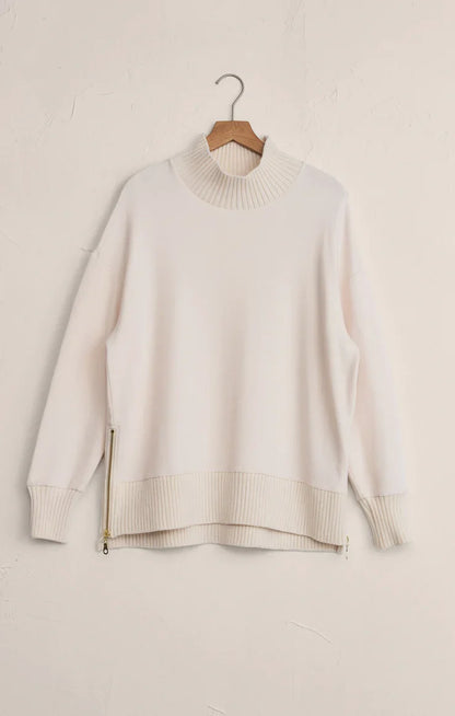 Sable Rib Sweatshirt- Warm White