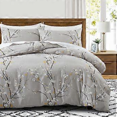 Sage Green Floral Duvet Cover Set Queen – Soft Microfiber, Modern Botanical Bedding with Yellow Accents