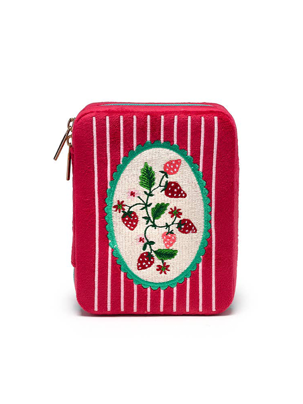 Velvet Jewelry Zip Case: Strawberry Season
