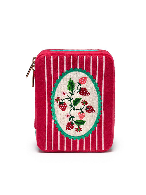 Velvet Jewelry Zip Case: Strawberry Season