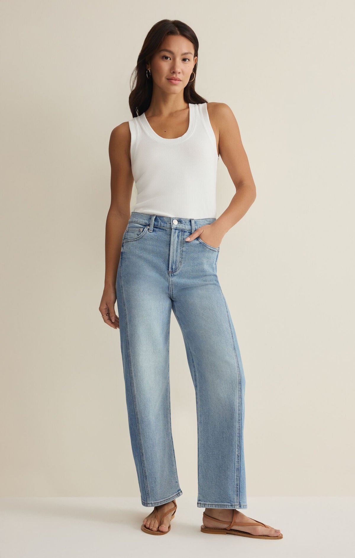 Luna High Rise Crop Bowed Denim